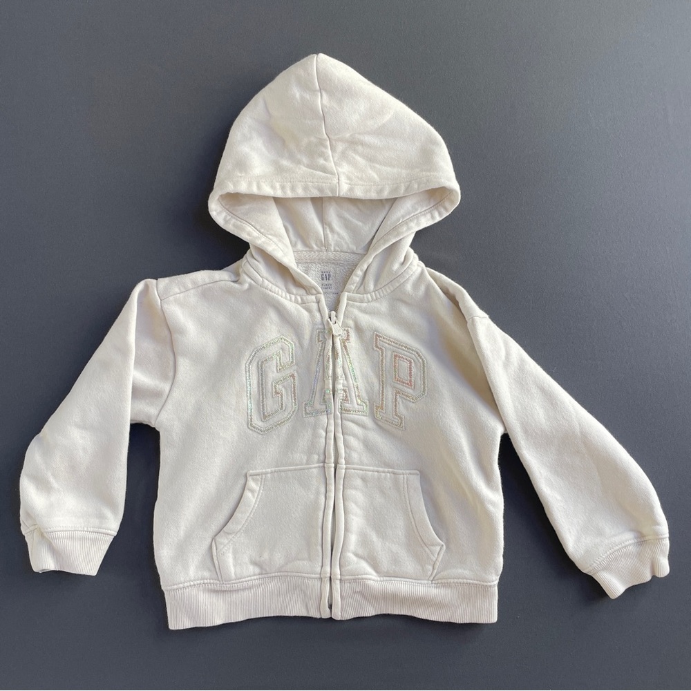 GAP Cream Zip-Up Hoodie Sweatshirt